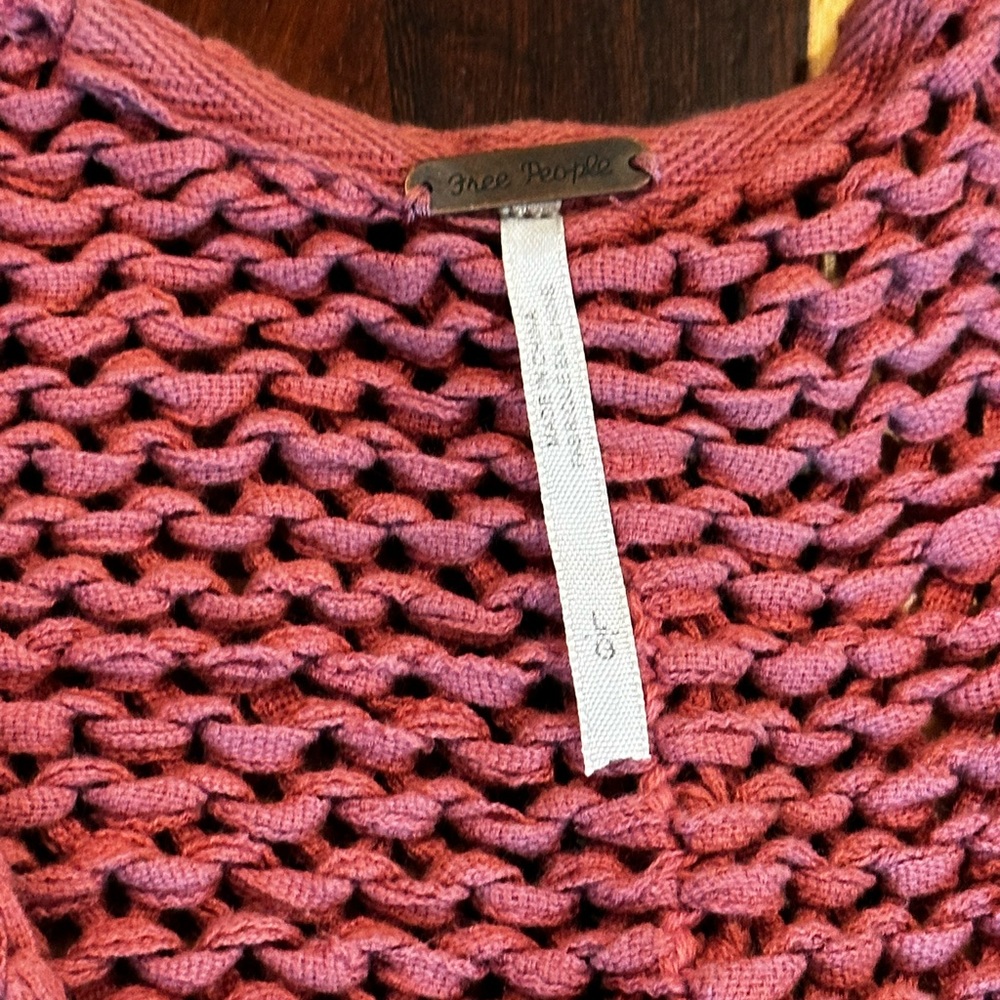 Free People Open Front Chunky Knit Cardigan in Dusty Rose - Picture 2 of 2